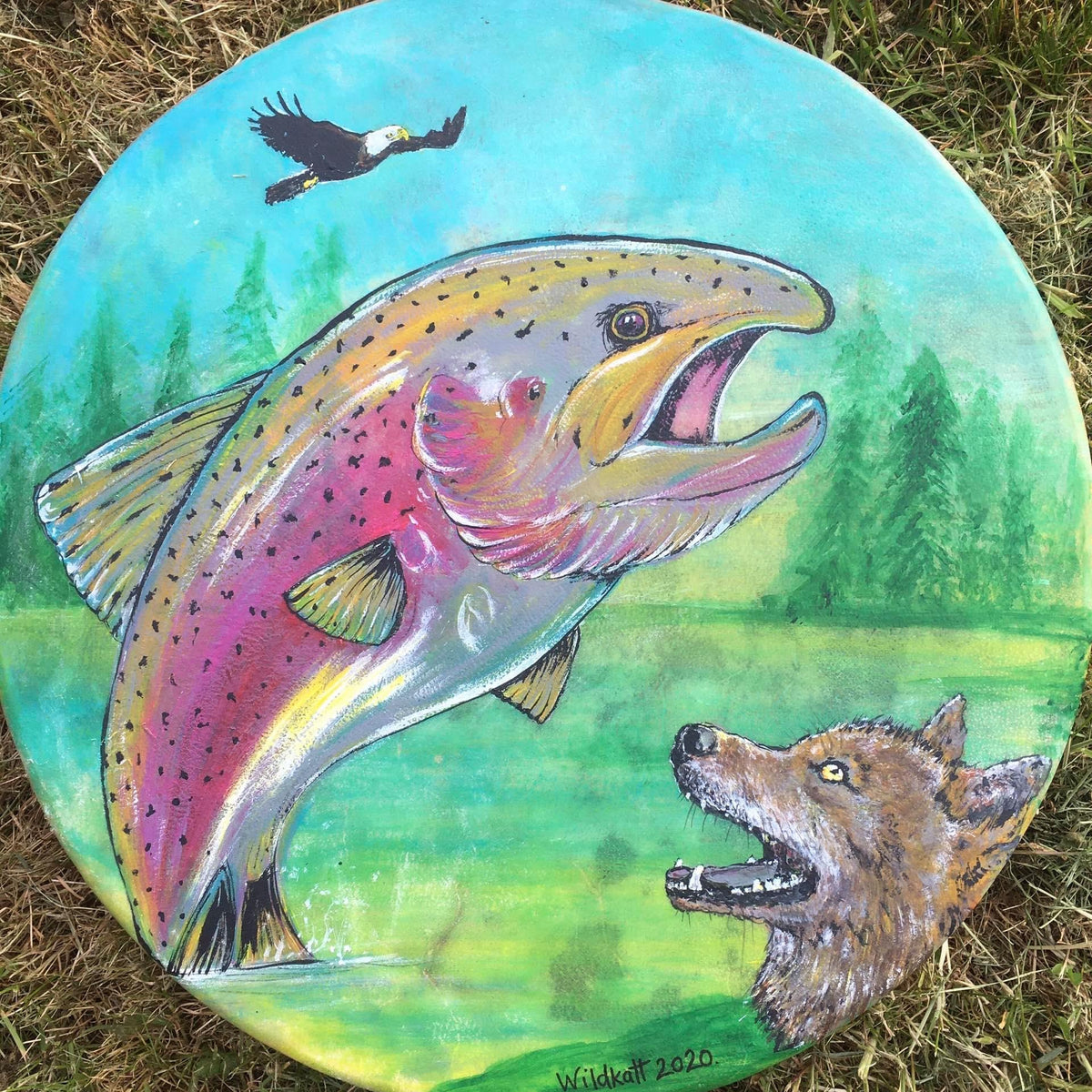 WD - 16 inch Shamanic Healing Drum - Handpainted by Wildkatt to order