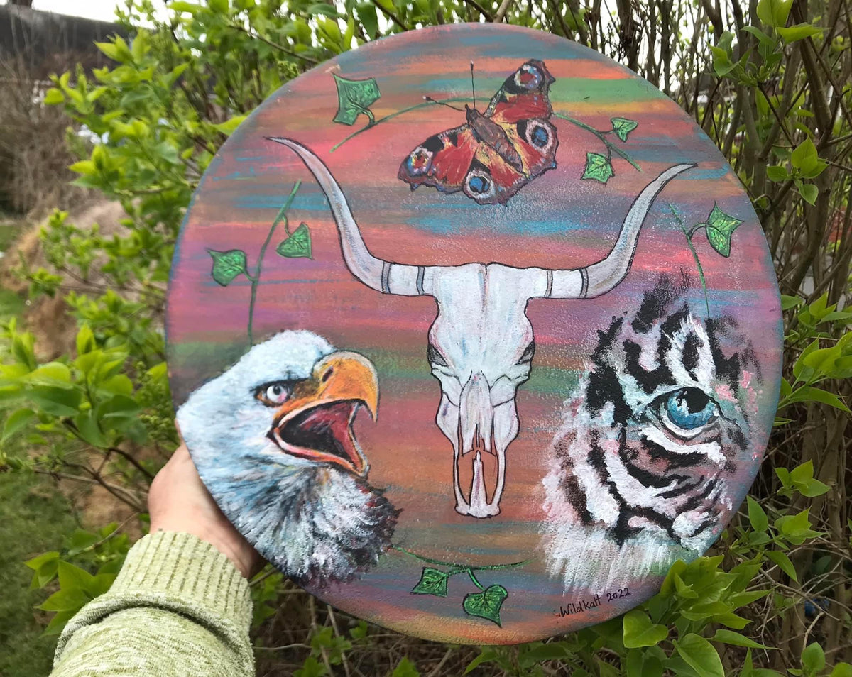 WD - 16 inch Shamanic Healing Drum - Handpainted by Wildkatt to order