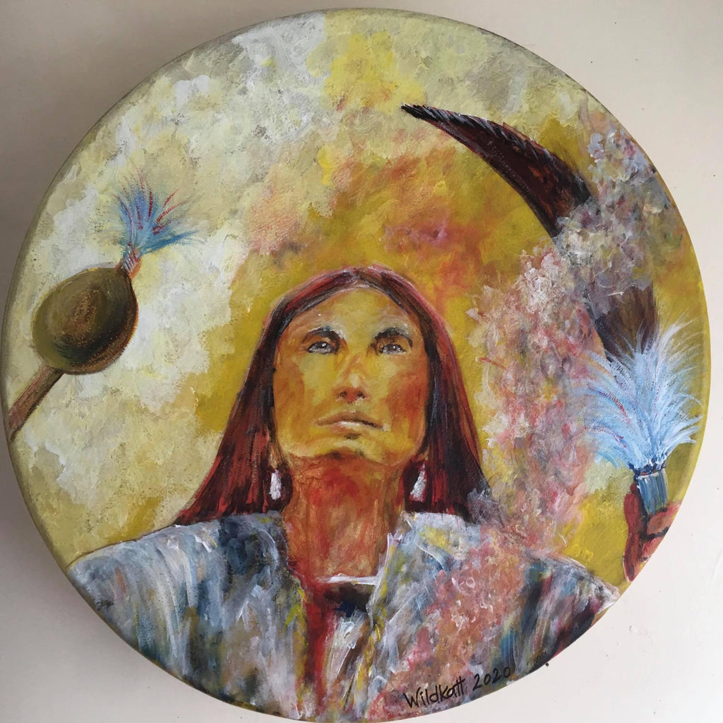 WD - 16 inch Shamanic Healing Drum - Handpainted by Wildkatt to order