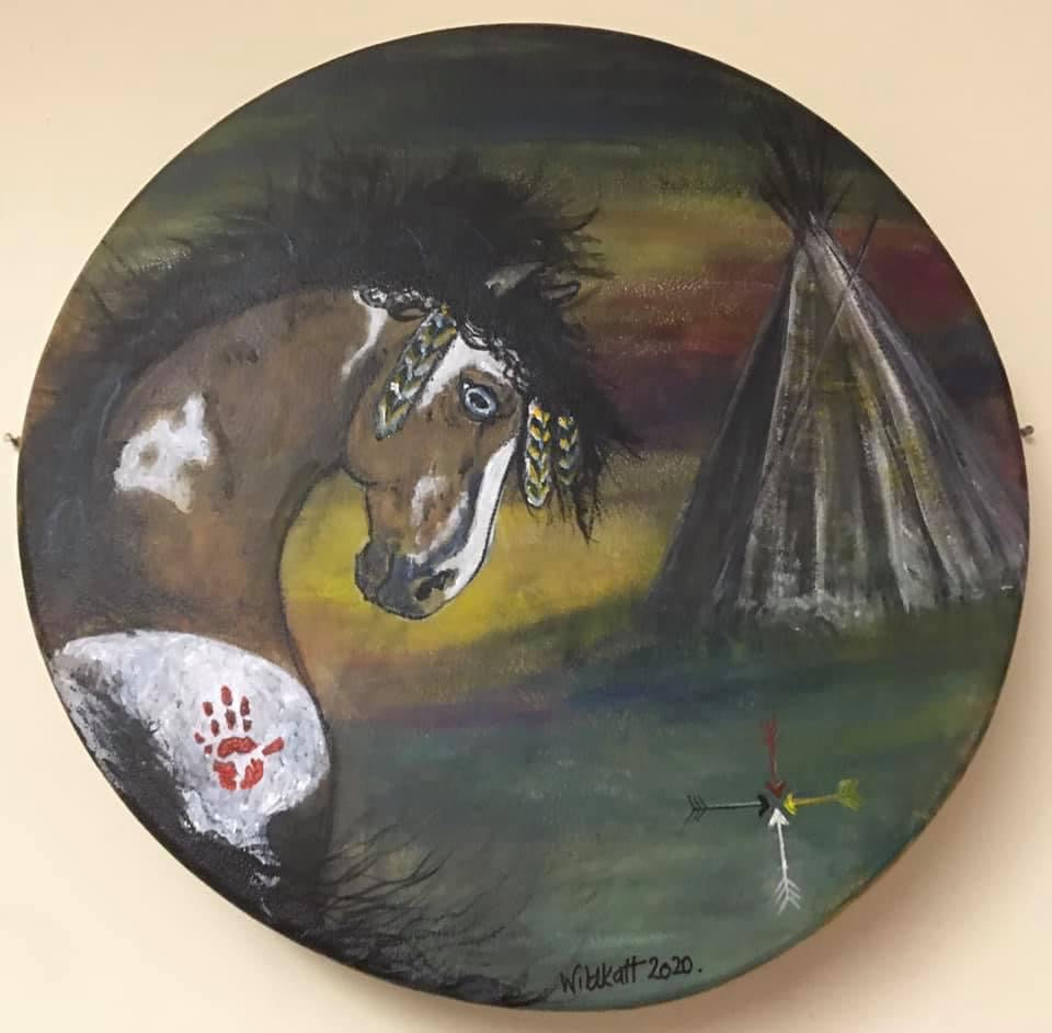 WD - 16 inch Shamanic Healing Drum - Handpainted by Wildkatt to order