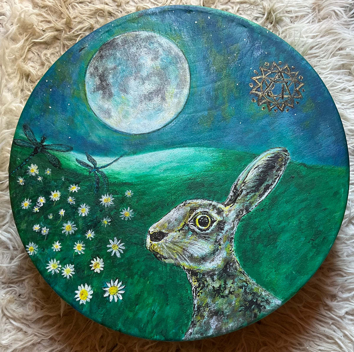 WD - 16 inch Shamanic Healing Drum - Handpainted by Wildkatt to order