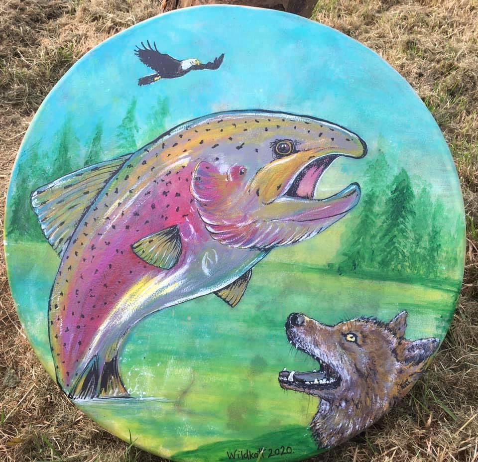 WD - 16 inch Shamanic Healing Drum - Handpainted by Wildkatt to order