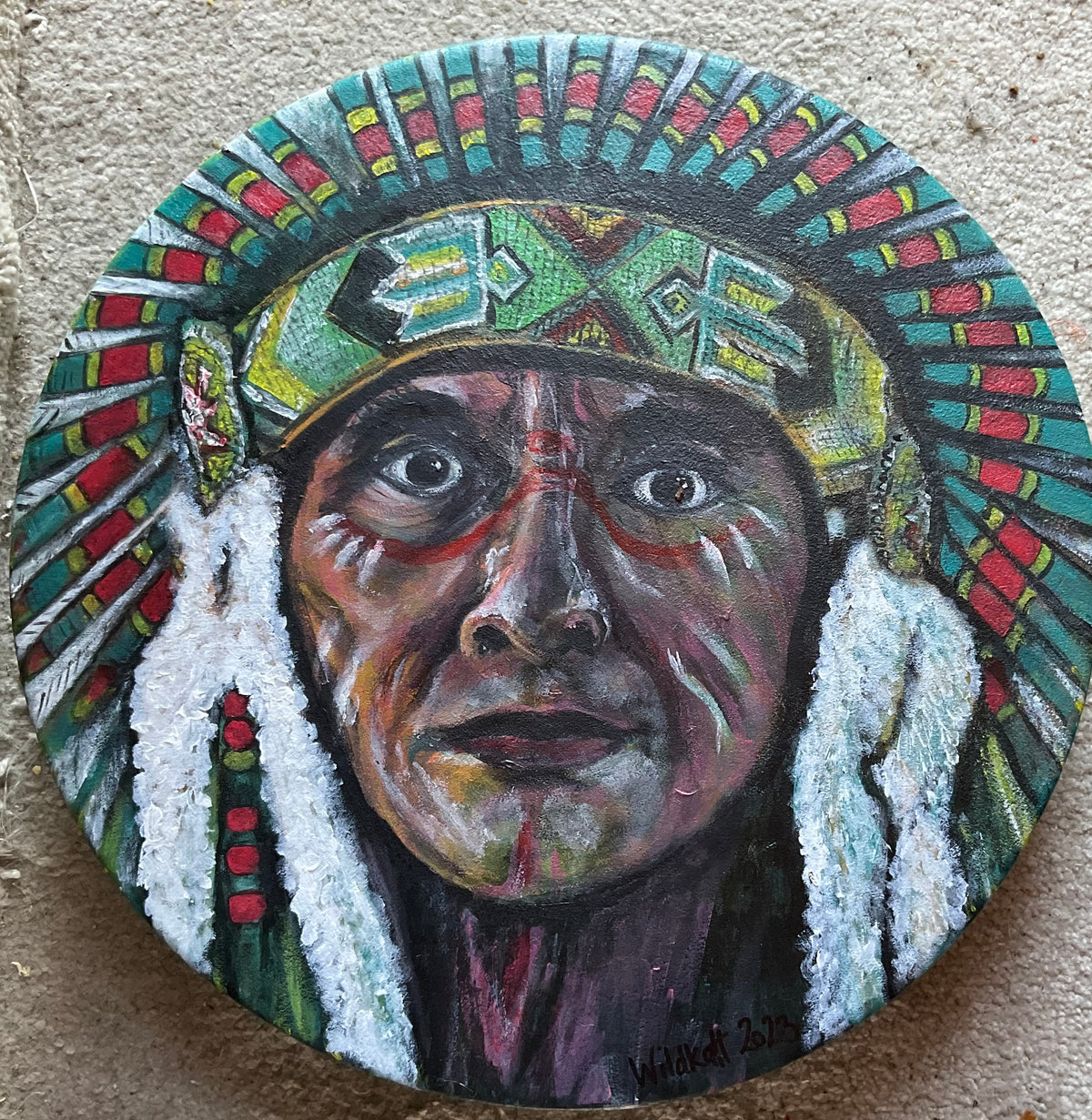 WD - 16 inch Shamanic Healing Drum - Handpainted by Wildkatt to order